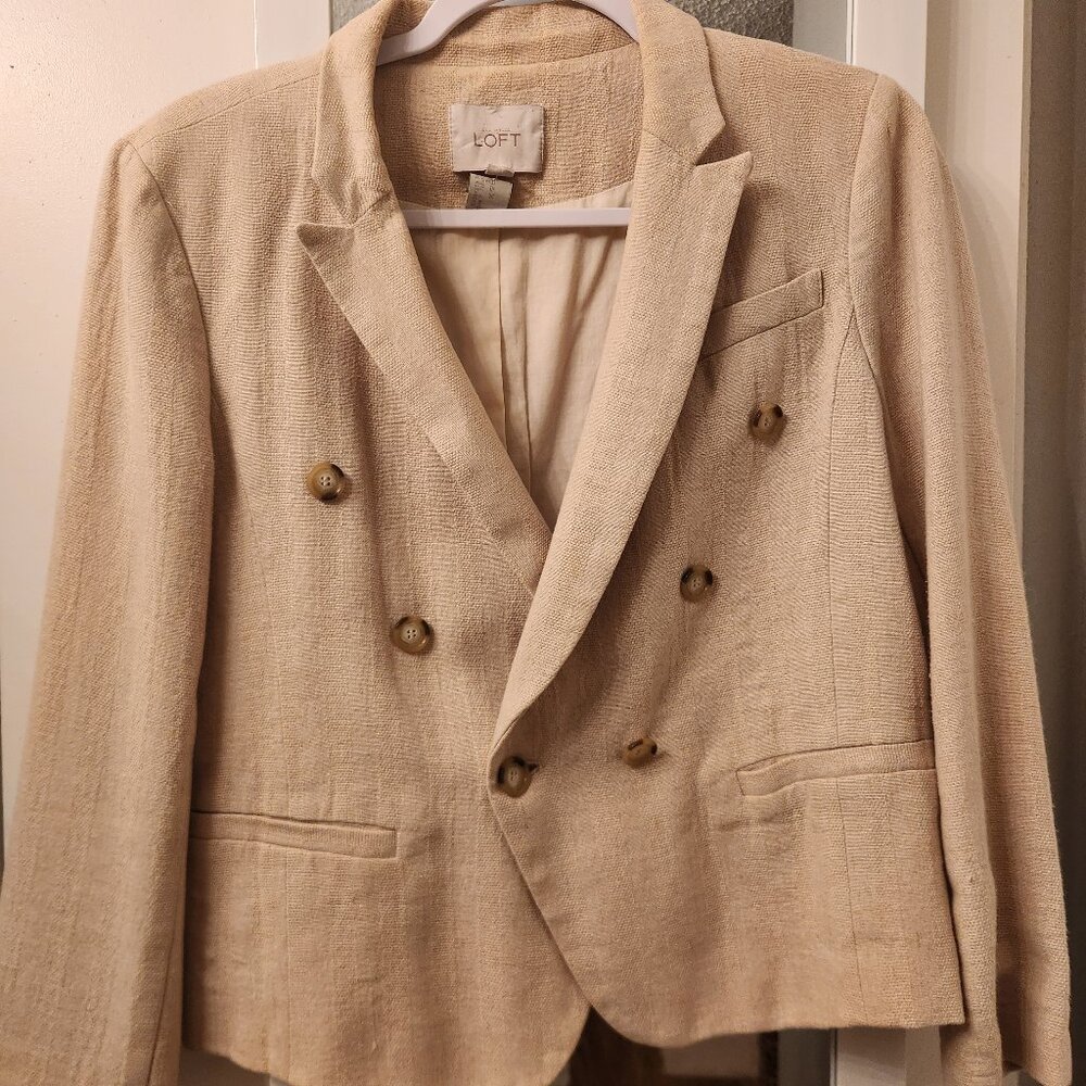 LOFT Linen-Blend double-breasted jacket
